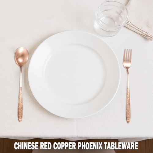 99.99% Pure Copper Utensils, Copper Flatware with Chinese Beautiful Meaning, Suitable for Kitchen, Home, Wedding, Party, Dishwasher Safe (2 Type) Set 2