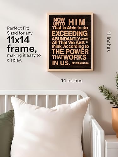 AMERICAN LUXURY GIFTS Now Unto Him That Is Able Ephesians Bible Verse Christian Inspirational Scripture Wall Art for Home Office Living Room Decor 11x14 Unframed Print