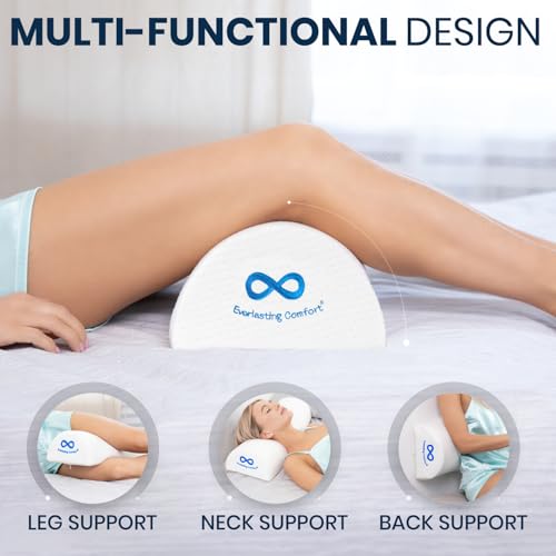 Everlasting Comfort Under Knee Pillow for Back Sleeping - Memory Foam Half Moon Leg Bolster Pillow for Back Pain, Thoracic Support Standard