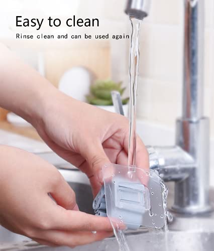 Pack of 4 Broom Holder Wall Self-Adhesive Broom Holder Self-Adhesive Mop Holder No Drilling Wall Mount Broom Holder Broom Holder Wall Mounted Grey Mop Holder Mop Holder for Kitchens, Bathrooms