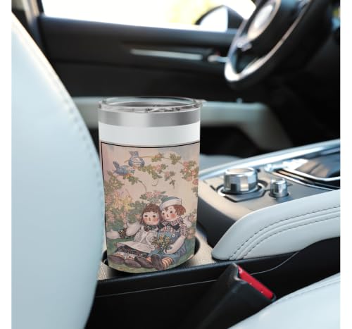 Raggedy Ann & Andy in The Flower Garden Stainless Steel Insulated Tumbler White 20 Ounces