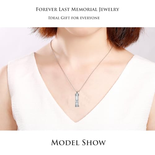 Eternal M. Minilist Bar Cremation Jewelry for Ashes Stainless Steel Urn Necklace for Human Ashes Silver/Rose Gold/Black Z-Silver-Hourglass