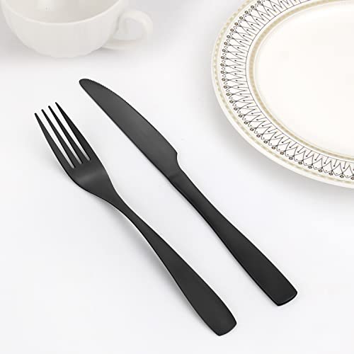 Matte Black Silverware Set, Bysta 20-Piece Stainless Steel Flatware Cutlery Set for 4, Satin Finish, Dishwasher Safe, Nice Box Package Matte Black