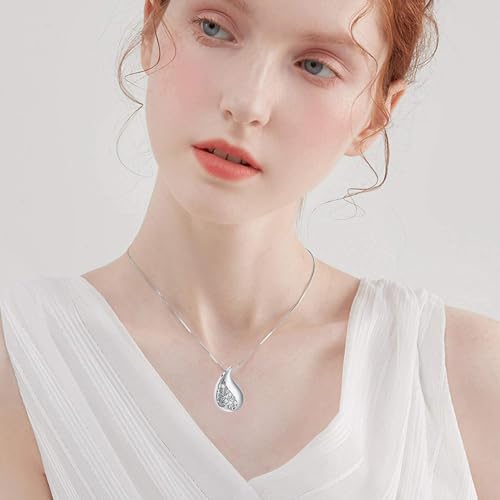 Hearbeingt Teardrop Tree of Life Urn Necklaces for Ashes Cremation Jewelry A-Silver