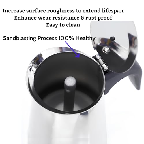 Stainless Steel Moka Pot Espresso Maker,Stovetop Moka Pot, Percolator Coffee Pot,Italian Coffee Maker,Cuban Café Brewing,Greca Coffee Maker (6 CUP) 6CUP 300ml