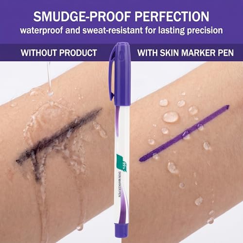 Skin Marker Pens, 2 Piece Set Skin Marker Pens for Permanent Makeup and Cosmetic Line Marking and Positioning with 2 Rulers