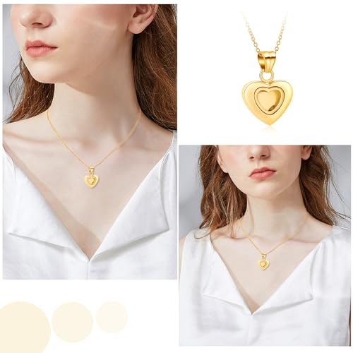 Oinsi Tiny Glass Heart Urn Necklace For Ashes For Women Girls Fashion Stainless Steel Cremation Jewelry Holder Keepskae Memroial Pendant Necklace A-Gold