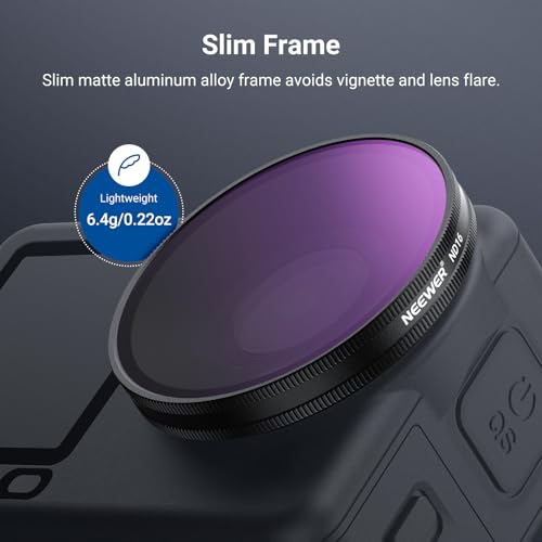 NEEWER CPL + ND Filter Set Compatible with DJI Osmo Action 6 Only, ND8/16/32/64/256 Adjustable Circular Polarizing Filter Lens Polarizer Screw On Multicoated Action Camera Accessories, FL-B109 6 Pack CPL/ND8/ND16/ND32/ND64/ND256