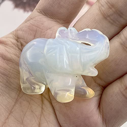 Opalite Crystal Elephant Pocket Guardian Figurine Elephant Statue 1.5 inch for Healing Reiki Spiritual Gift Cute Meditation Office Room Desk Decor Opalite