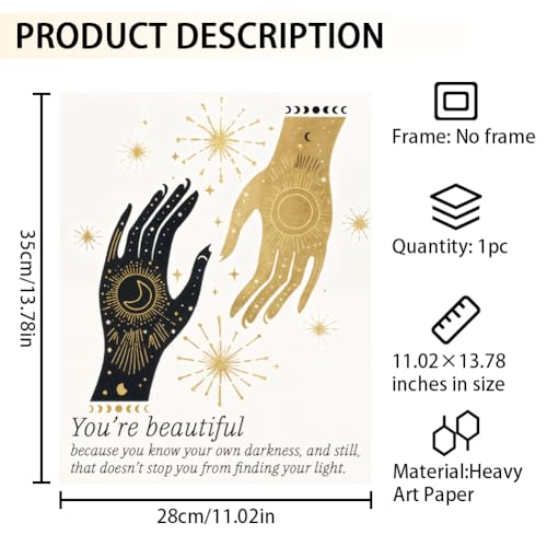 CRAFTYMELODY Boho Witchcraft Art Prints Gothic Witchy Wall Decor Inspirational Positive Quote Art Home Awareness Artworks for Therapy Office Living Room Bedroom Home Decoration 11x13.8 Inch Unframed