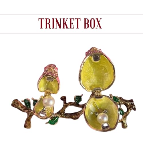 Lovebirds Trinket Boxes Hinged Couple Birds Enameled Songbirds Jewelry Box Animal Print - Lovebirds