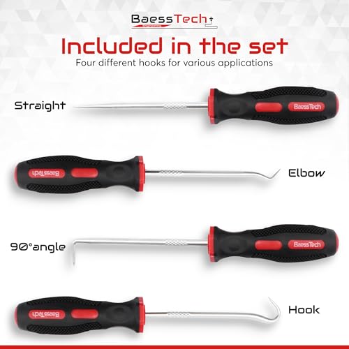 3D Push Hook Set 4 Pieces - Support Structures Easy to Remove - Tool with Hardened Tips and Ergonomic Handle - Hook Set 3D Printer Tool Accessories, Hand Deburring Tool