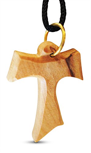 Novel Merk 2-Piece Tau Cross Large & Small Olive Wood Necklaces Made in Bethlehem