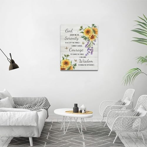 Serenity Prayer Wall Decor Christian Religious Sunflower Pictures Inspirational Bible Verses Scripture Canvas Wall Art God Painting Home Modern Artwork Framed for Living Room Bedroom Office 16x20inch 20"L x 16"W Serenity Prayer