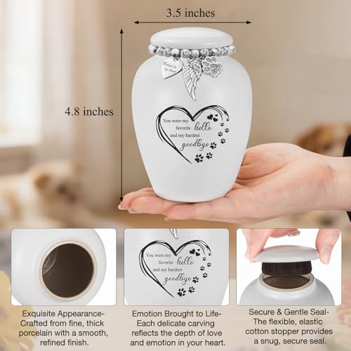 abooxiu Pet Urn for Dogs Cats 4.8 Inch Small Urn for Pet Ashes Cremation Keepsake Urns Ceramic Mini Urns for Ashes Pet Memorial Sympathy Gifts for Loss of Pets Dog Urns Cat Urns Heart