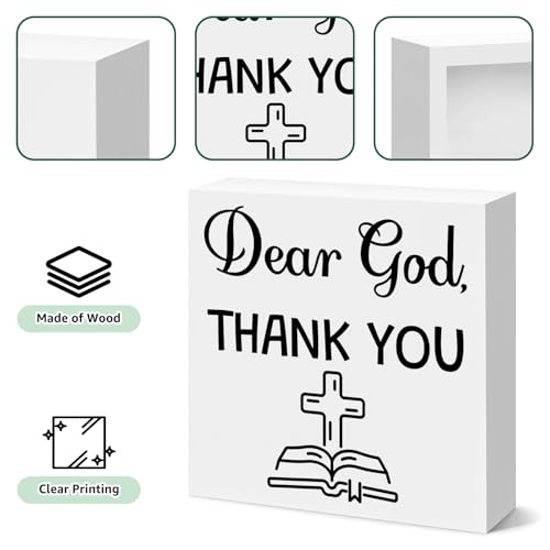 Christian Home Sign Wooden Block Sign Inspirational Religious Gifts for Women Men Office Decor Wooden Easter Prayer Christmas Housewarming Gift Farmhouse Shelf Desk Decor Signs Baptism Faith Gifts Faith Decor