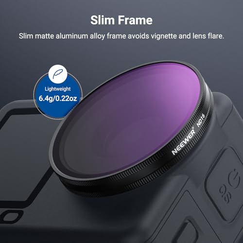 NEEWER CPL ND Filter Set Compatible with DJI Osmo Action 6 Only, Snap On 4 Pack ND8/16/32 Adjustable Circular Polarizing Lens Filters Multicoated Action Camera Photography Accessories with Lens Cap 4 Pack ND/CPL w/Lens Cap
