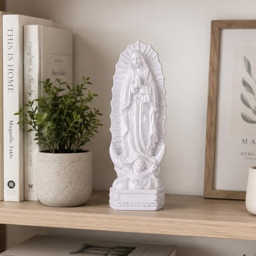 orenm Our Lady of Guadalupe Statue Figurine 8" H Virgen de Guadalupes Mary Figurine Statue Collection,Religious Catholic, Tabletop Home Office Decoration White