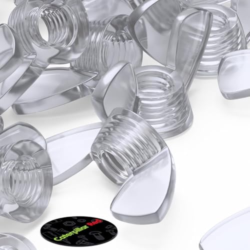 50x Caterpillar Red clear acrylic M5 butterfly wing nuts, plastic thumb nuts set