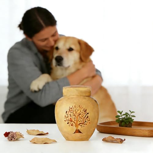 Small Urns for Keepsake Sharing Made of Bamboo, Mini Urn with Tree of Life Pattern Engraved Biodegradable Urn for Human Pet (1PC) 1pc
