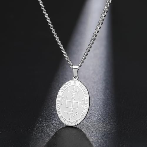 TEAMER Saint Gabriel Necklace Guardian Blessing Hope and Protection St. Gabriel Archangel Medal Necklace Amulet Religious Jewelry For Women Silver
