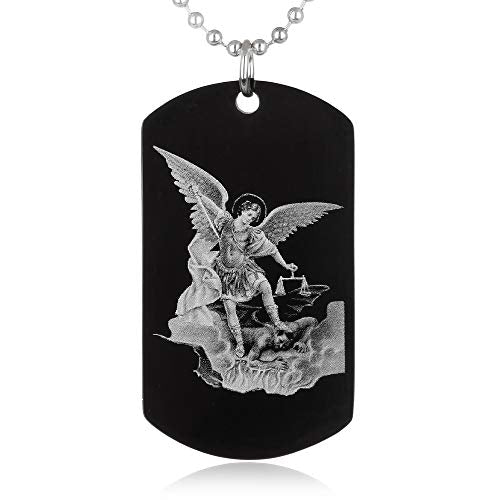 Scripture Baptism Holy Bible Verse Dog Tag Necklace,Engraved Catholic Christian Communion Confirmation Rite Religious Gift Saint Michael Archangel