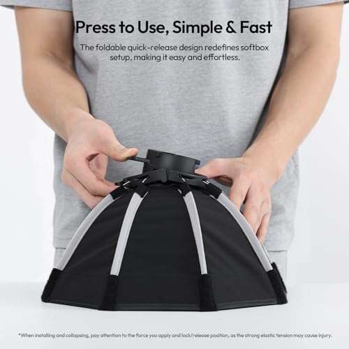 ULANZI FOLD QS30 Octagonal Softbox, 11.81 inch/30cm Mini Bowens Mount Quick Release Octagonal Softbox with Soft Cloth & Honeycomb Grid, Lightweight & Foldable Portable Light Diffuser for COB Light BLACK-WHITE