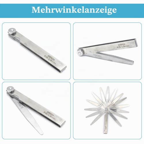 14 Blades Feeler Gauges 0.05-1mm Stainless Steel Feeler Gauge Valve Game | 0.05-1mm Metric Probe Blade Gauge Tool for Measuring Gap Guitars, Spark Plugs, Piston Measurement 1PC