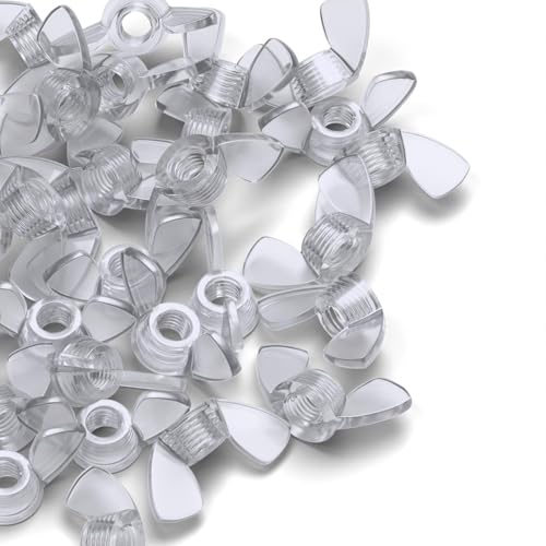 20x Caterpillar Red M5 clear acrylic butterfly wing nuts, plastic thumb nuts set