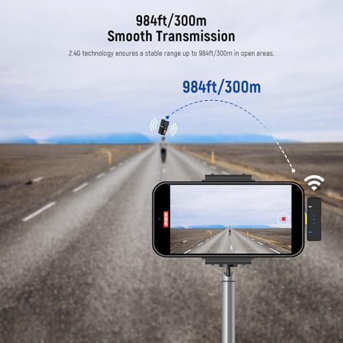 NEEWER KM15 Wireless Lavalier Microphone System Compatible with iPhone Android Phone PC Computer, Mini USB C Noise Cancelling Lapel Mic, 300m Range 48KHz/24Bit 9H Battery for Video Recording Streaming KM15 Set