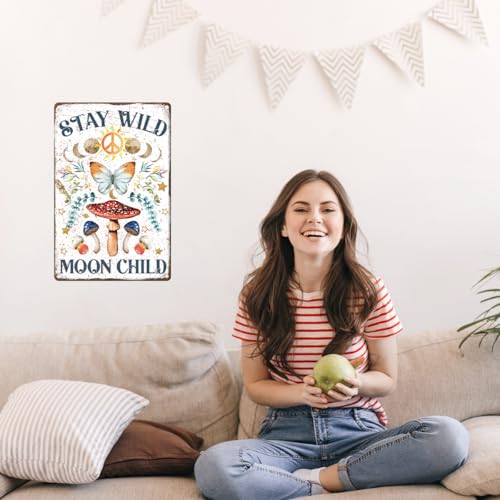 Stay Wild Moon Child Metal Tin,Zen Meditation Spiritual Sign Zen wild moon child