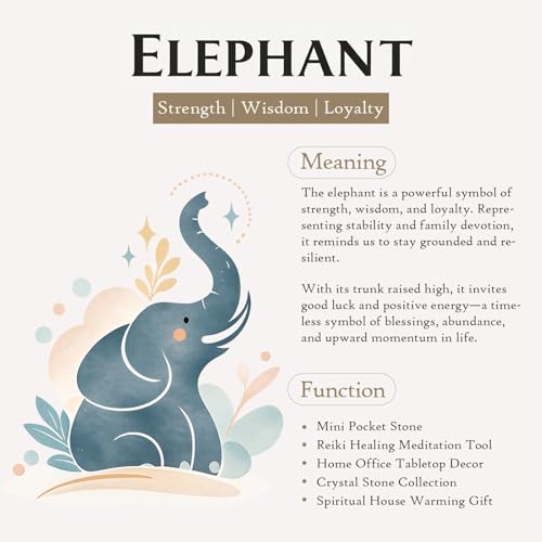 SUNYIK Pack of 5 Green Aventurine Elephant Figurine Set