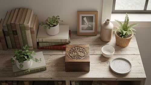 Handmade Wooden Jewelry & Keepsake Box, Decorative Storage Box, 6 x 6 Inch Antique Finish