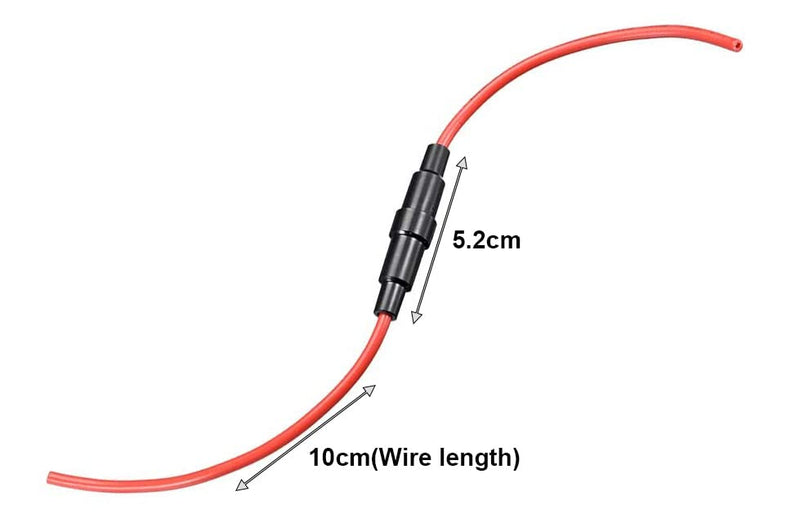 Guuzi 8pcs 5 × 20 mm 32V 20A AGC Fuse Holder Inline Screw Type with 16 AWG Wire Black and red-5 x 20 mm
