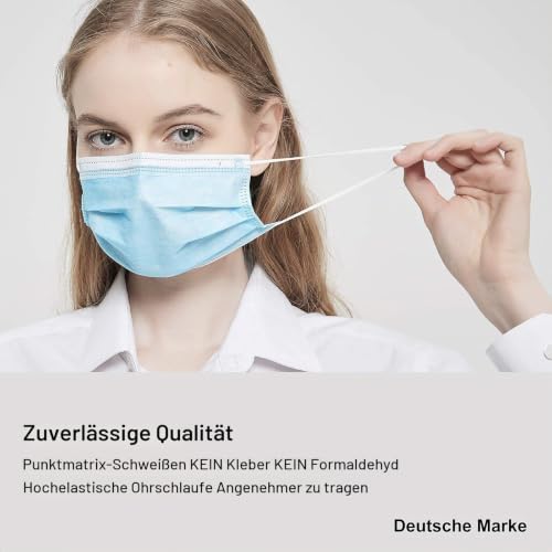 German Brand Masks, Mouth Guards, Disposable Masks, Surgical Masks According to EN 14683 IIR (Pack of 50)