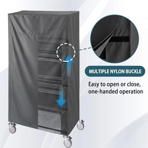 Waterproof Shelf Dust Cover, Fits 36"x18"x54" Wire Shelving 36"W x 18"D x 54"H Black
