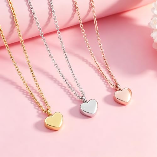 Small Heart Cremation Jewelry for Ashes 316L Stainless Steel Memorial Urn Pendant Customize Keepsake Jewelry for Women gold