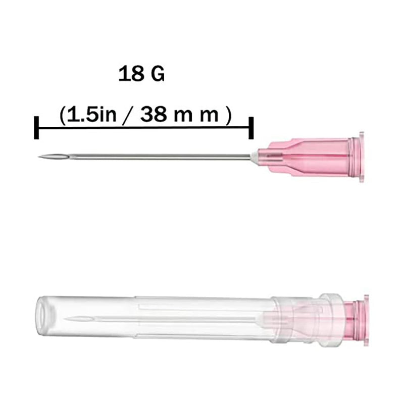[Australia - AusPower] - 18 Gauge Needle 1.5inch with Cap for Scientific Labs, Individually Wrapped(100Pack) 18G 1 1/2inch 38mm 