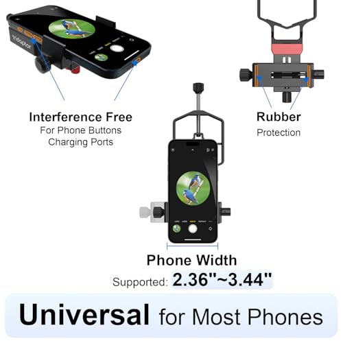 tridaptor - Universal Phone Scope Digiscoping Adapter|High-Precision XYZ Metal Telescope Mount 3-Axis Smartphone Holder for Spotting Scope Monocular Binos|Fits All Cell Phone Camera/Max 2.4" Eyepiece Black 1