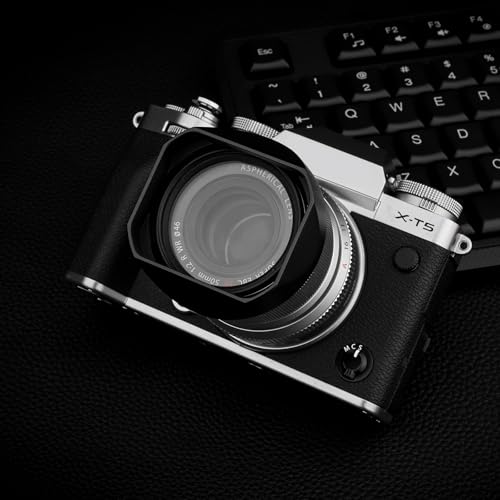 Haoge LH-X50N Bayonet Square Metal Lens Hood for Fujifilm Fuji Fujinon XF 50mm F2 R WR Lens with Metal Cap Kit on X-Pro3 X-T4 X-S10 Camera
