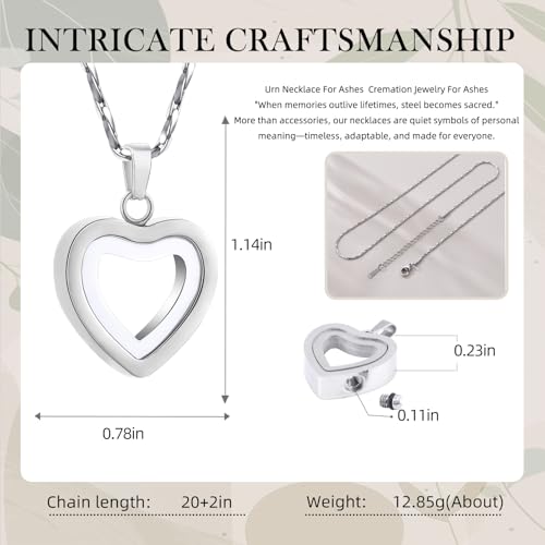 Heart Locket Urn Necklace For Ashes Cremation Jewelry For Pet Lovers Silver-Forever In My Heart