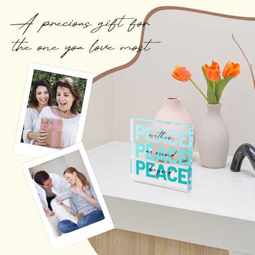 Teal Peace Inspirational Figurine 4x4 Inch Desk Decor Teal
