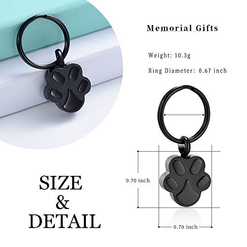 shajwo Paw Print Urn Keychain for Dog Cat 2pcs Silver/Black