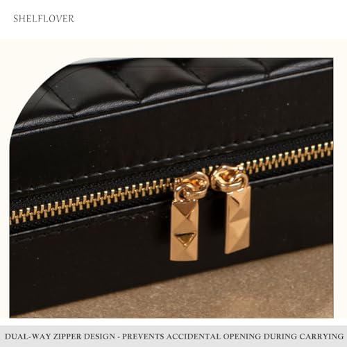 2-Packs Pure White & Black Small Jewelry Box, Easy Carried Travel Jewelry Organizer PU Leather Mini Holder Box, Necklace, Earring, Rings, Bracelets