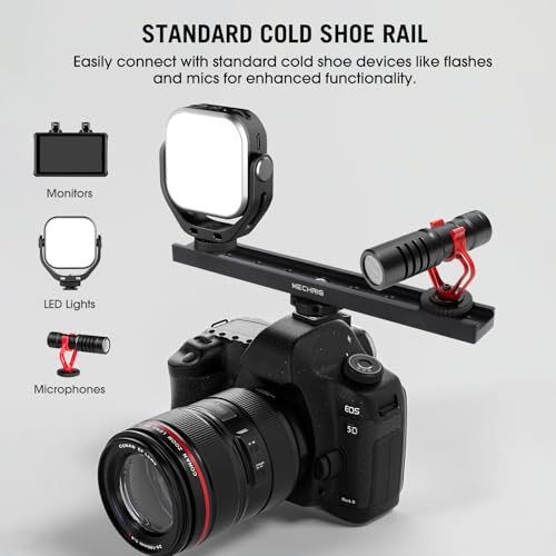 7 Inch Cold Shoe Mount Bracket Cold Shoe Extension Bar, Aluminum Sliding Rail Hot Shoe Mount Bracket with 1/4" & 3/8" Thread for DSLR Camera LED Video Light Microphone Monitor (62033)