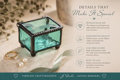 J Devlin Turquoise Stained Glass Ring Box Small Glass Keepsake Box