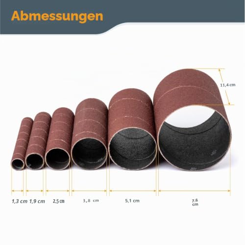 POWERTEC 11240 Sanding Sleeves for Spindle Sanders in 6 Sizes with Different Grits 80, 120, 240 | Aluminum Oxide Sandpaper Assortment Diameter 1/2, 3/4, 1, 1-1/2, 2 & 3-18 PK 18 pk 2