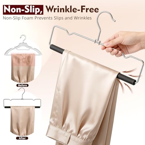 DOIOWN Pants Hangers,No Crease Non-Slip Foam Padded Metal Hangers 10 Black