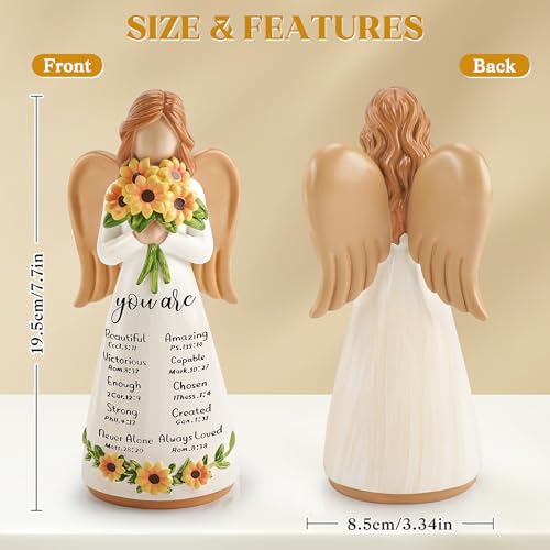 Sunflower Gift for Women,Christian Birthday Gift, Religious Angel Figurines White-sunflowers