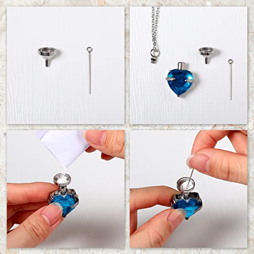 Fumete 8 Pcs Urn Necklaces for Ashes Cremation Jewelry, Light Blue, Red